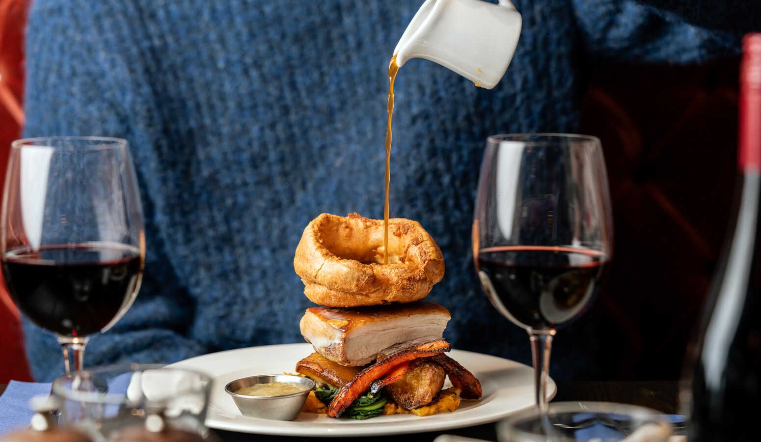 gravy poured onto roast